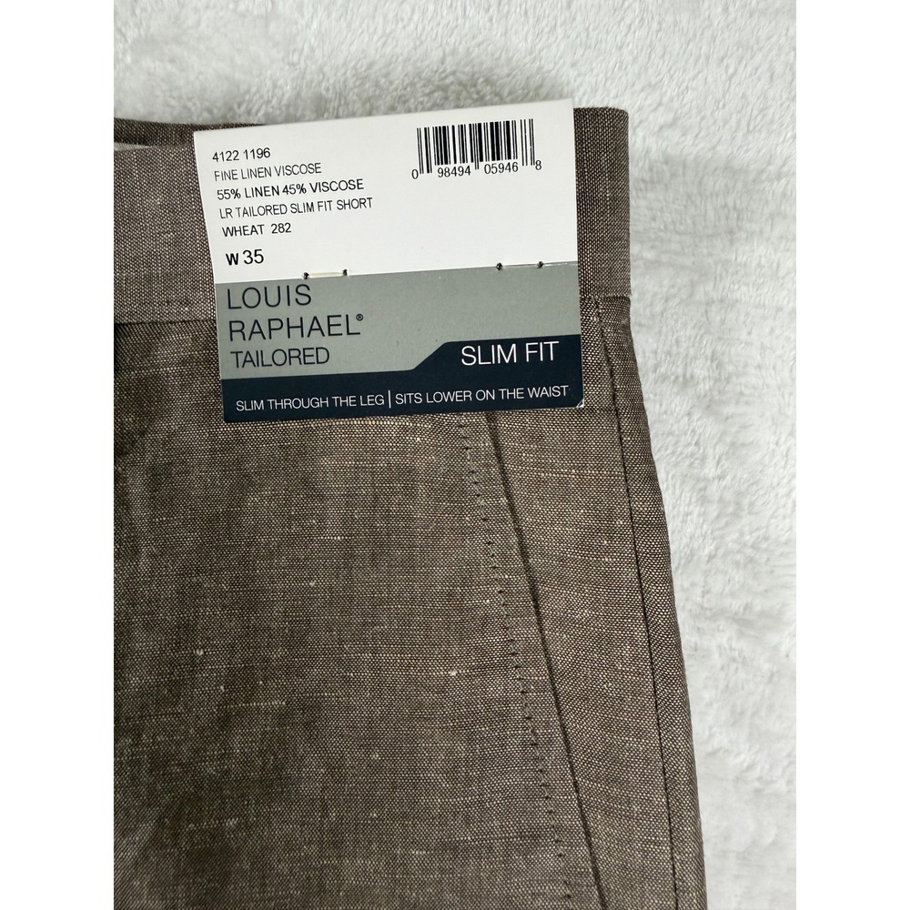 Louis Raphael Tailored Slim Fit Linen Viscose Wheat Brown Mens Shorts Size 35 - Picture 2 of 10